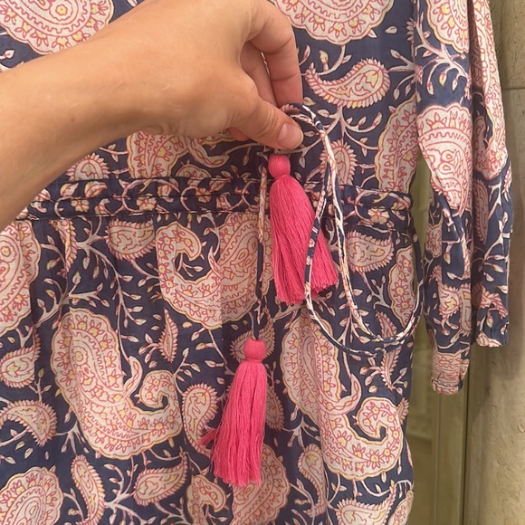 La Plage Pink and Blue Paisley Maxi with pink tassels; XS - Picture 5 of 6